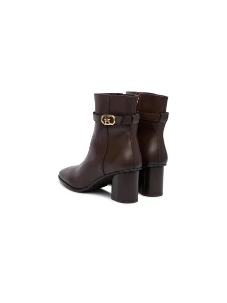Bokacsizma Tommy Hilfiger Th Strap Leather Block Heel Boot barna