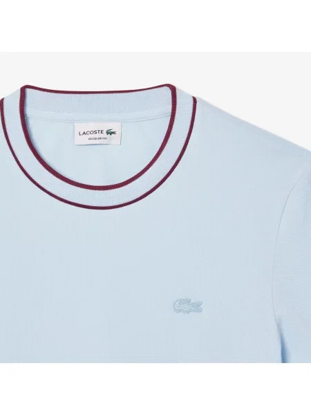 Lacoste T-Shirt Stretch Piqué Z Prążkowanym Kołnierzykiem niebieski