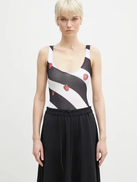 Fiorucci body Striped Raspberry Print negru