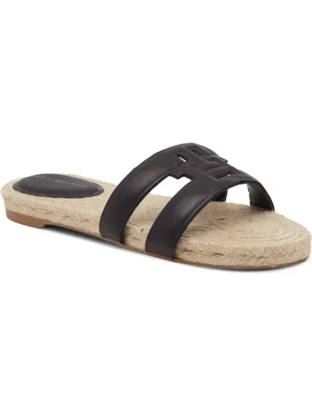Tommy Hilfiger Bőr papucs EMBOSS fekete