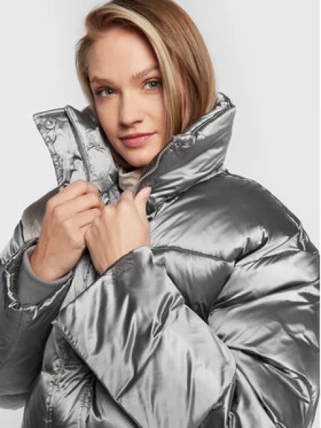 Calvin Klein Zimska jakna High Shine Metallic Srebrna