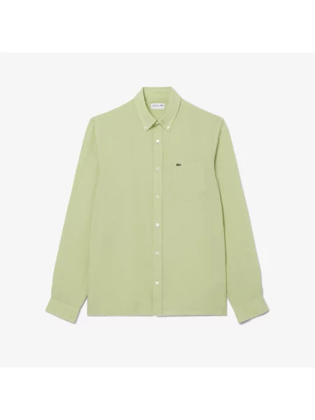Lacoste Lniana Koszula O Regularnym Kroju zielony