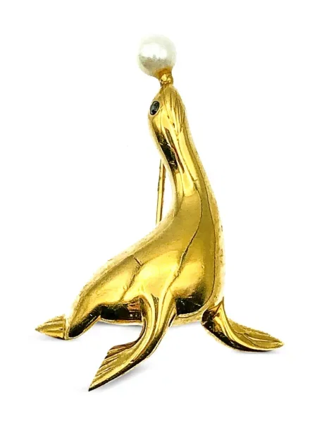 Brosa Jennifer Gibson Jewellery cu perle auriu