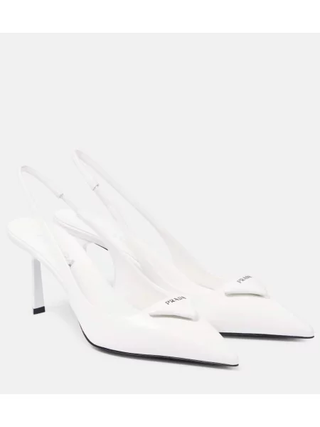 Usnjene salonarji Prada z odprtimi petami bela
