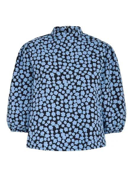 Minus Blúz Katrina világoskék fekete