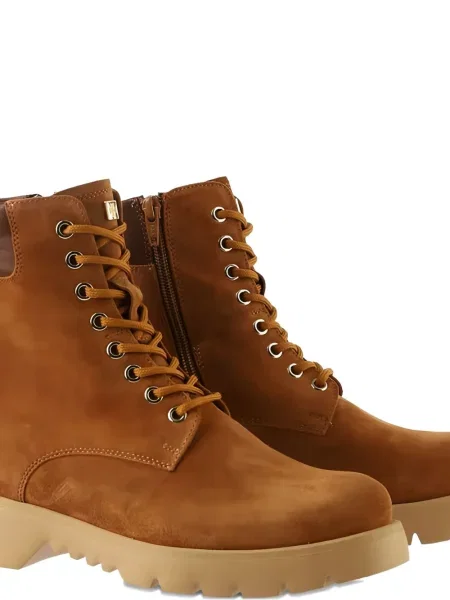 Botine Högl cu șireturi din dantelă maro