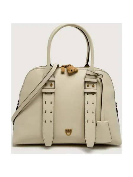 Geanta de piele Pinko din piele bej