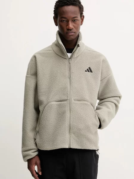 Dukserica od flisa adidas City Tech bez uzorka zelena