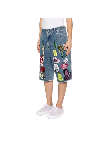 Szorty jeansowe Kidsuper Studios z łatami niebieskie