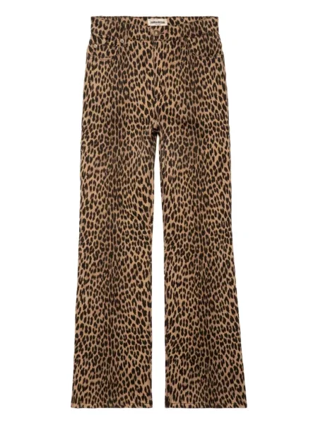 Pantaloni Zadig&voltaire cu talie înaltă cu imagine cu model leopard