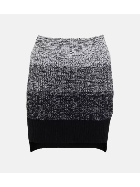 Fustă Victoria Beckham de lână cu dungi negru