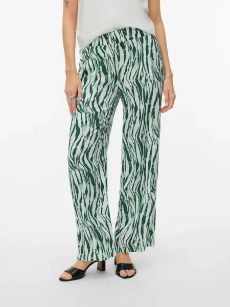 VERO MODA Pantaloni VMCHERIE verde închis / murdar alb