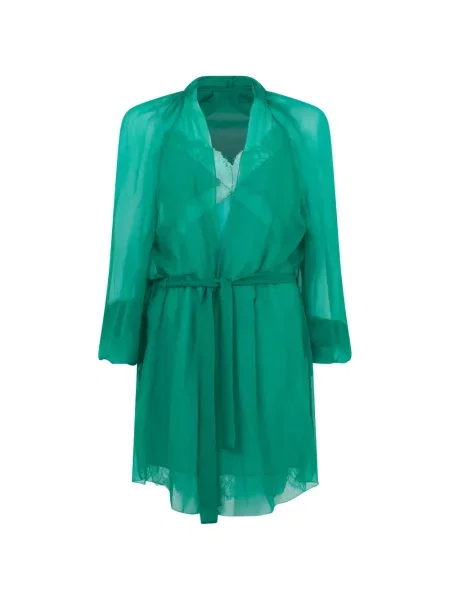 Cu centură rochie mini Alberta Ferretti din dantelă verde