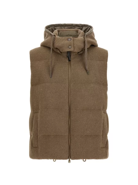 Geacă Brunello Cucinelli cu glugă maro