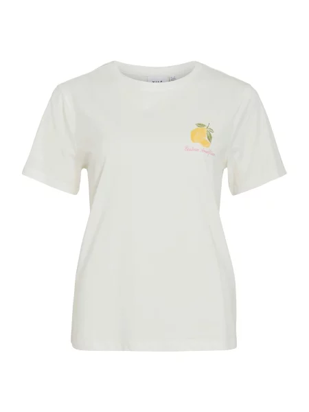 VILA Tricou VISYBILLA galben / verde / roz pal alb