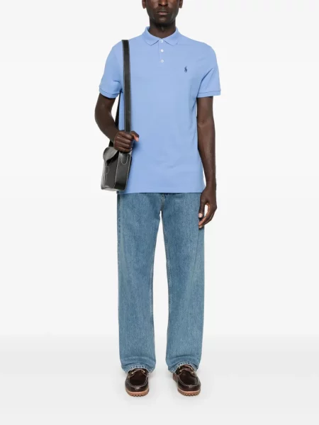 Siuvinėta dryžuota polo marškinėliai Polo Ralph Lauren balta