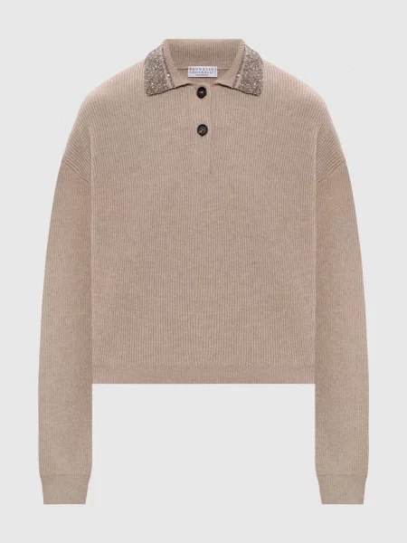 Шерстяное поло Brunello Cucinelli бежевое