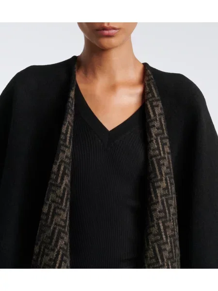 Reversibil poncho Fendi de lână maro