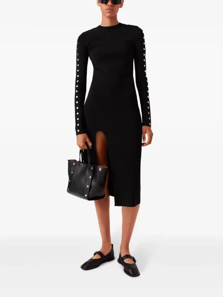 Rochie maxi Stella Mccartney cu crăpătură lungă de costum negru