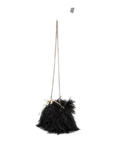 Geantă shopper Erdem cu pene negru