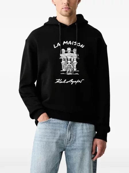 Hanorac cu glugă Karl Lagerfeld cu imagine negru