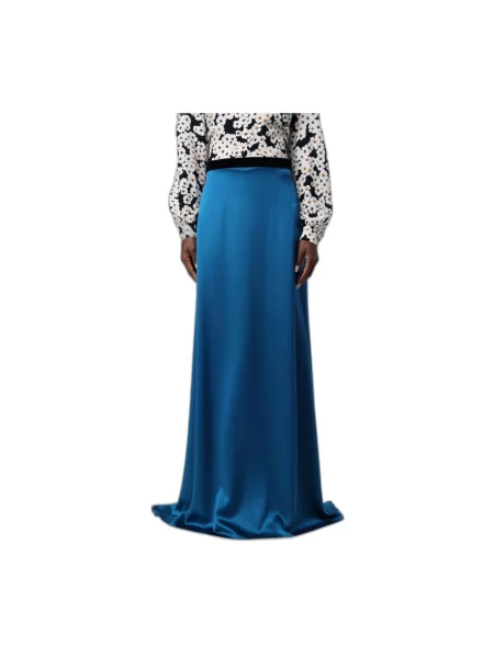 Lniana spódnica maxi Valentino niebieska