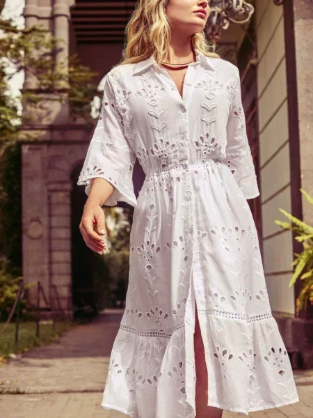 Пляжное платье-рубашка на біла