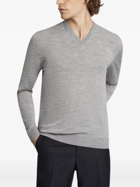 Pulover Kiton cu decolteu în V gri