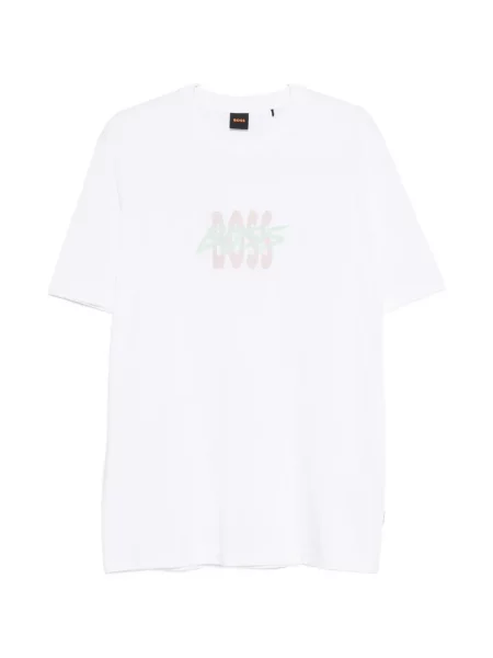 Tricou Boss cu imagine alb