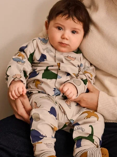 Liewood kombinezon za djecu od pamuka s elastanom Birk Grow Printed Pyjamas Jumpsuit bež