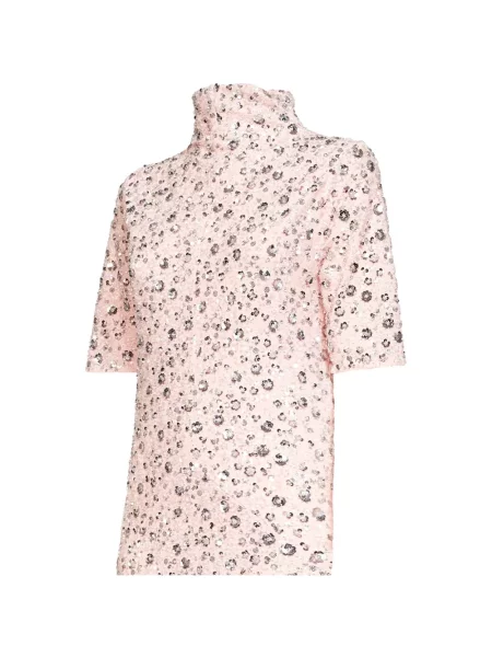 Rochie Rabanne cu paiete cu model floral roz