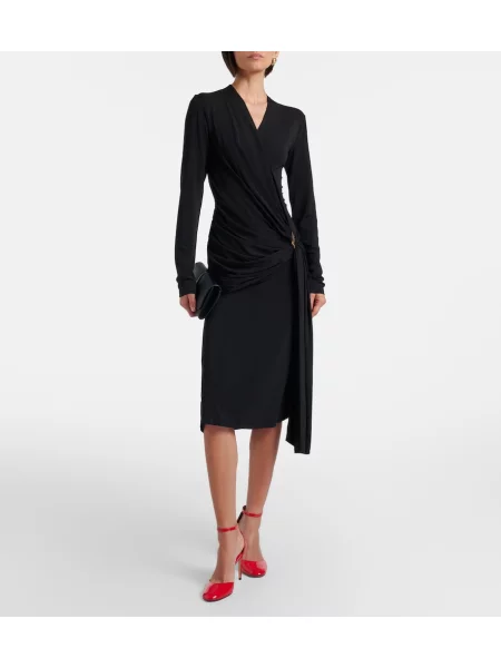 Rochie midi Ferragamo din jerseu drapată negru