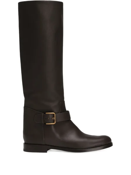 Botine Dolce & Gabbana din piele cu cataramă maro