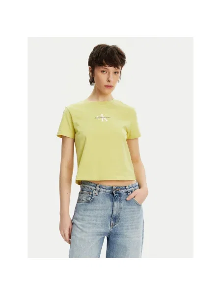Calvin Klein Jeans Póló Monologo Slim Fit sárga