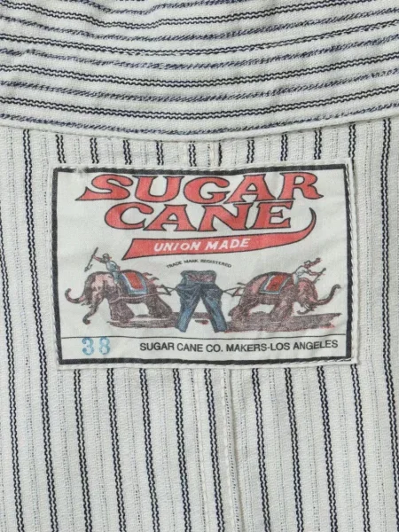 Cămașă de blugi Sugar Cane Jeans cu dungi alb