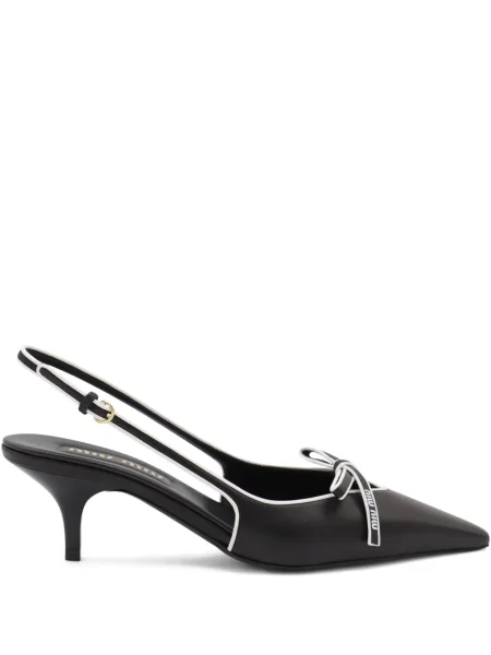 Pantofi cu toc Miu Miu din piele slingback negru