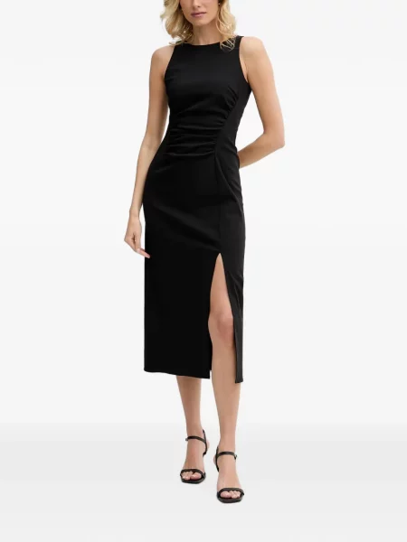 Rochie midi Sisley cu volane negru
