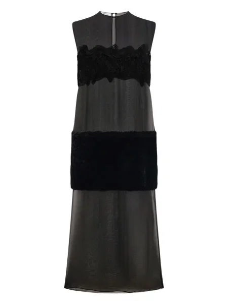 Sukienka midi Ferragamo koronkowa do kolan garniturowa czarna