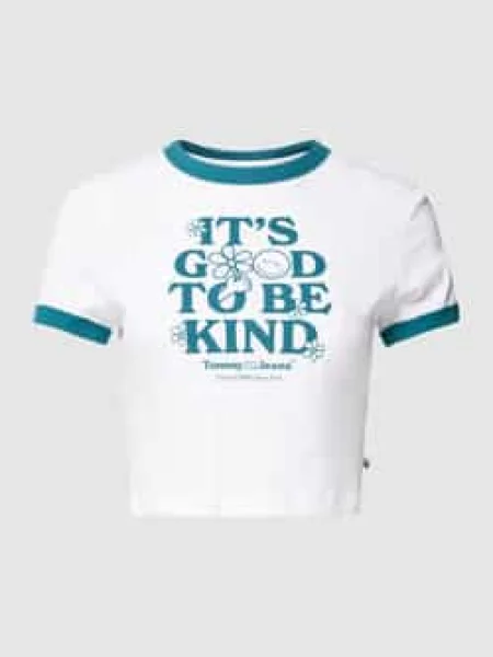 T-shirt krótki z nadrukiem z napisem Tommy Jeans biała