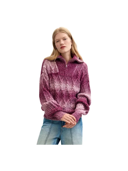Sweter Desigual wełniany fioletowy