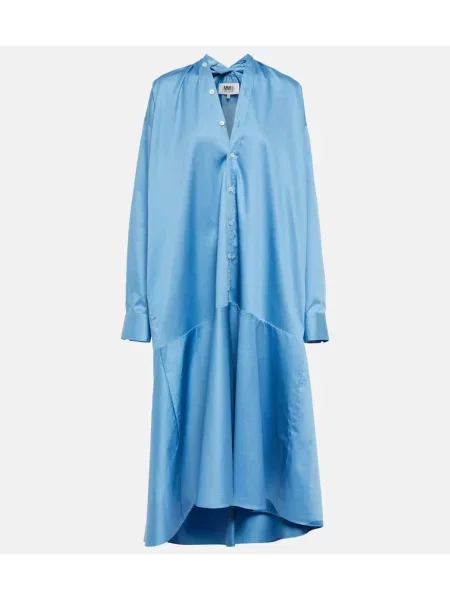Sukienka midi Mm6 Maison Margiela do kolan garniturowa niebieska