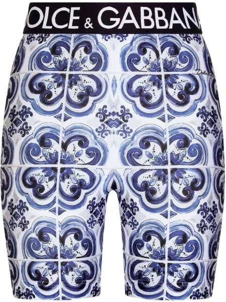 Kolarstwo spodenki sportowe Dolce And Gabbana z nadrukiem niebieskie