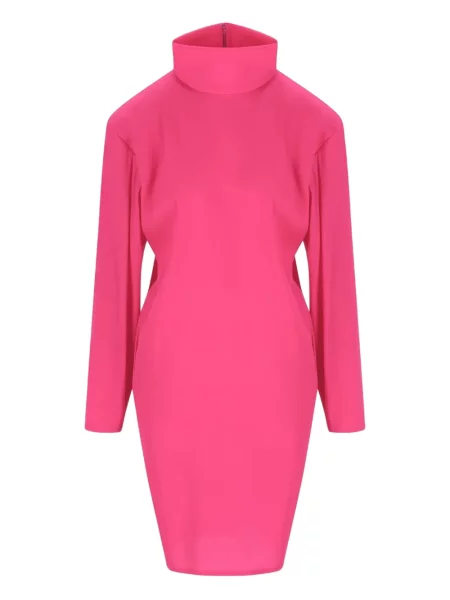 Sukienka midi Saint Laurent do kolan garniturowa różowa