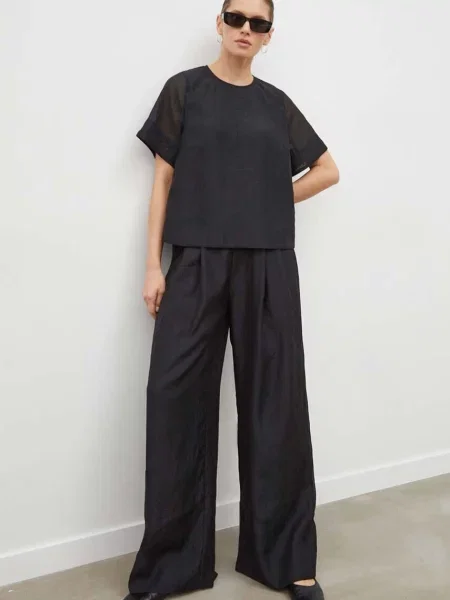 Штани Lovechild Mary-Anne прямі висока посадка чорний