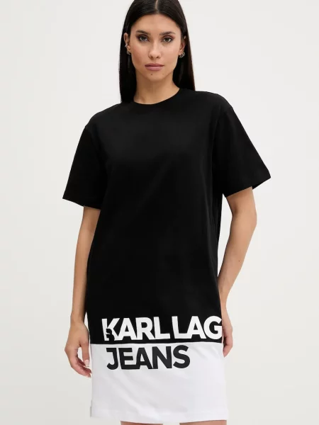 Karl Lagerfeld Jeans rochie din mini oversize negru