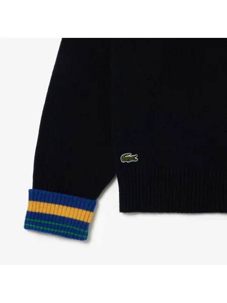 Lacoste Sweter Neo Heritage Unisex O Klasycznym Kroju Z Okrągłym Dekoltem granatowy