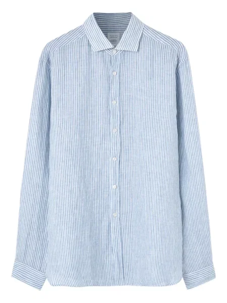 Lněná pruhovaná košile Xacus modrá