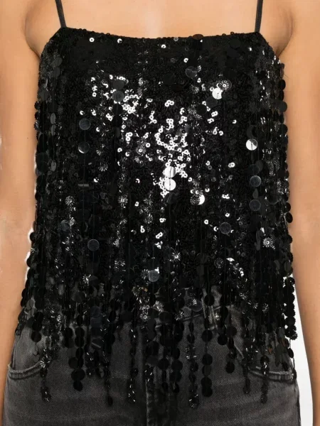 Top Blumarine cu paiete negru