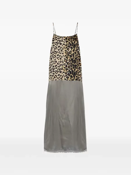 Rochie Munthe cu imagine cu model leopard din dantelă gri