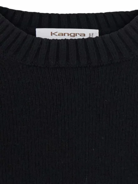 Pulover Kangra cu decolteu rotund negru
